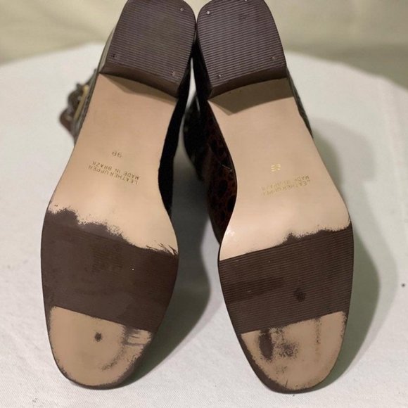 VTG Croc-Embossed Leather Chelsea Boots 9B  Buckle Strap, Made in Brazil, Unique - Picture 11 of 15